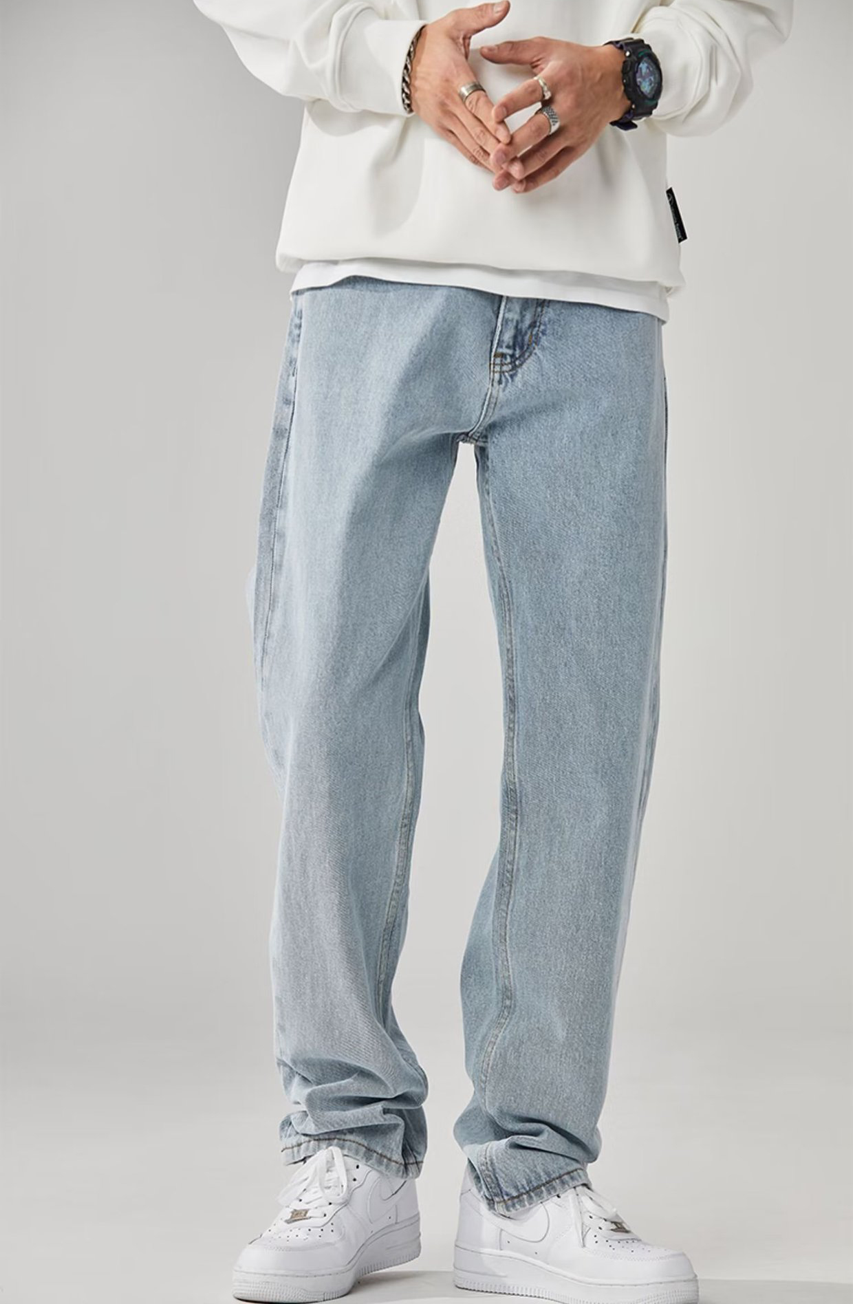Quần dài jeans nam xanh nhạt
