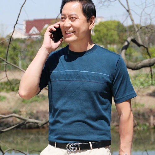 ÁO THUN CỔ TRÒN NAM TRUNG NIÊN TS477-213 XANH