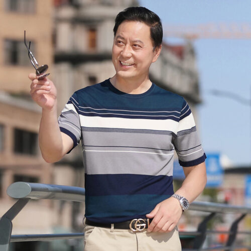 ÁO THUN CỔ TRÒN NAM TRUNG NIÊN TS477-213 XANH