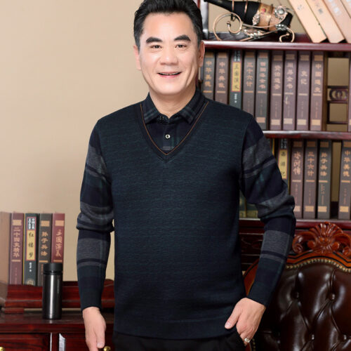 ÁO LEN CÓ CỔ CHO NGƯỜI LỚN TUỔI TS384-232 XÁM