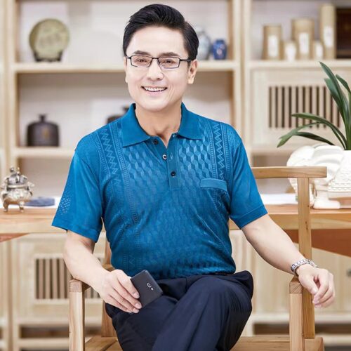 ÁO THUN CỔ TRỤ TRUNG NIÊN NAM TS383B