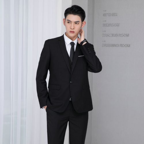 COMBO ÁO VEST GHI LÊ QUẦN TÂY NAM ĐEN