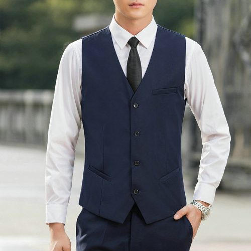 COMBO ÁO VEST GHI LÊ QUẦN TÂY NAM XANH ĐEN
