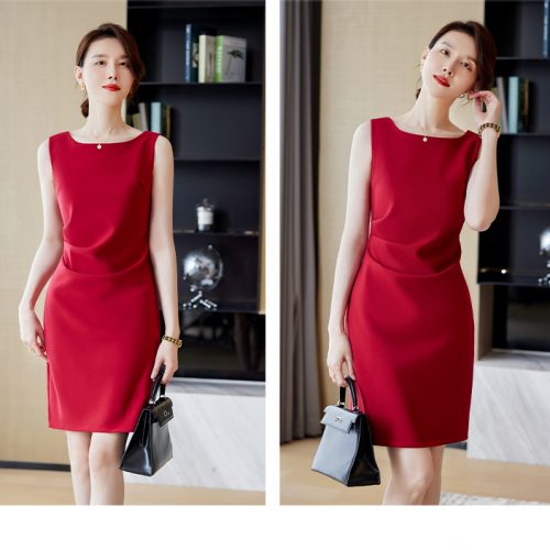 BỘ VEST NỮ TSN009-BỘ VEST DÀI TAY MÀU ĐỎ + VÁY 591