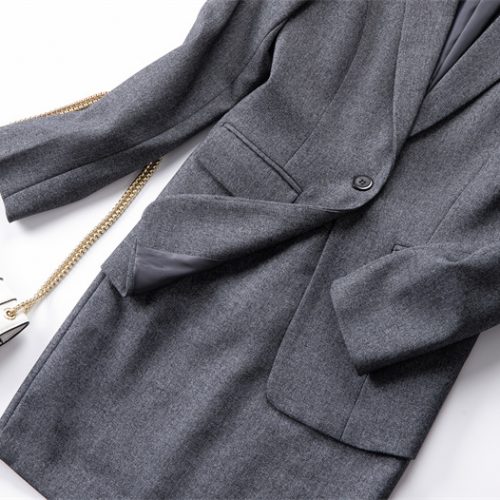 COMBO CHÂN VÁY ÁO VEST NỮ TSN016-ÁO KHOÁC XÁM + VÁY 082
