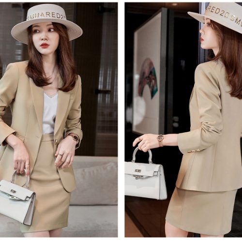 COMBO CHÂN VÁY ÁO VEST NỮ TSN043-ÁO KHOÁC KAKI + VÁY KAKI 076