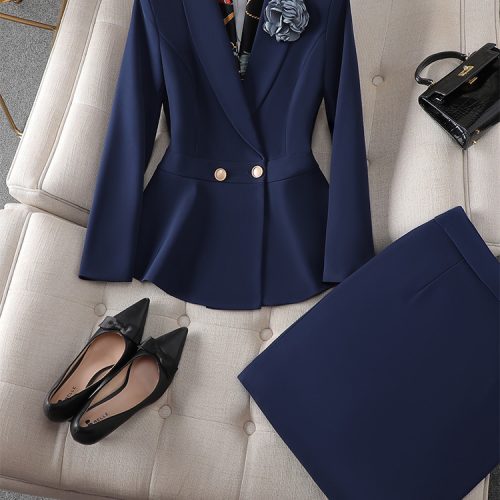 COMBO CHÂN VÁY ÁO VEST NỮ TSN032-ÁO KHOÁC + VÁY XANH NAVY