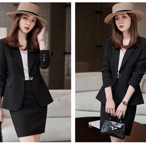 COMBO CHÂN VÁY ÁO VEST NỮ TSN043-ÁO KHOÁC ĐEN + VÁY ĐEN 076