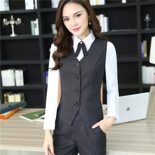 ÁO GHI LÊ VÀ QUẦN TÂY NỮ TSN046-BỘ GILE QUẦN ĐEN