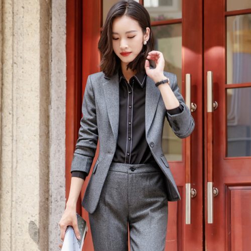 COMBO CHÂN VÁY ÁO VEST NỮ TSN016-ÁO KHOÁC XÁM + VÁY 082