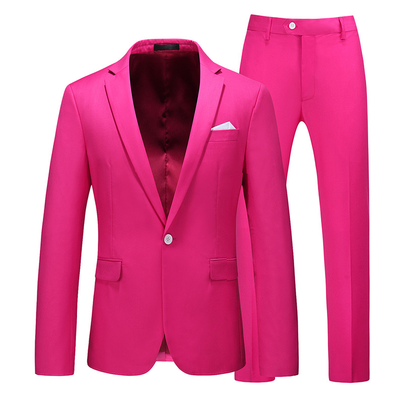 Bộ quần áo vest nam hồng đậm