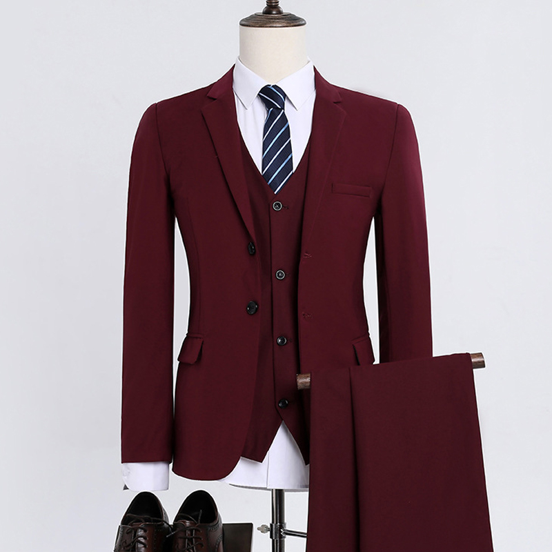 Combo quần áo vest nam 2 nút đỏ
