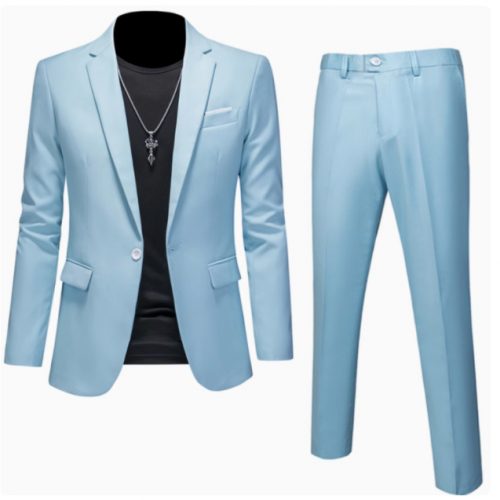 Bộ Vest Nam Công Sở, Bộ Vest Chú Rể, Bộ Vest Phụ Rể vải chuyên dụng cao cấp dày vừa ít nhăn TS718 Màu xanh da trời