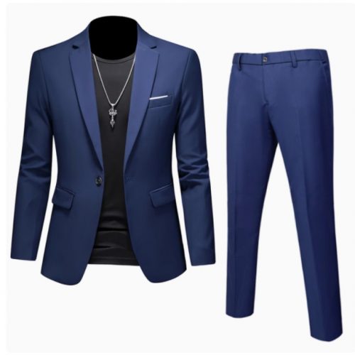 Bộ Vest Nam Công Sở, Bộ Vest Chú Rể, Bộ Vest Phụ Rể vải chuyên dụng cao cấp dày vừa ít nhăn TS718 Màu xanh da trời